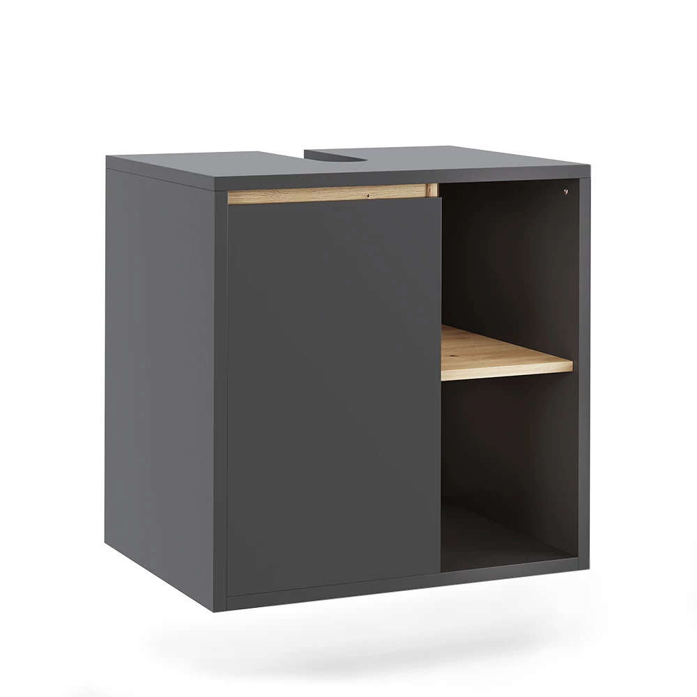 Wastafelonderbouw Viola Grijs/Kunstnijverheid 60 x 60 cm met open planken Vicco