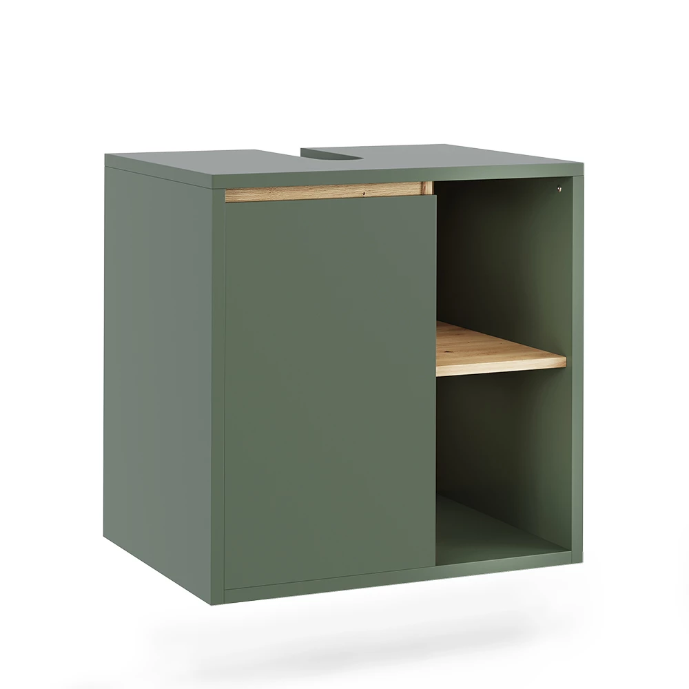 Wastafelonderbouw Viola Groen/Kunstzinnig 60 x 60 cm met open vakken Vicco