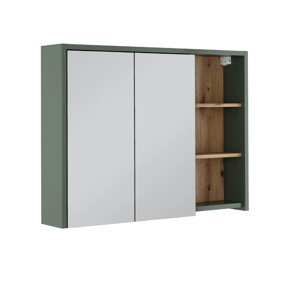 Badkamerspiegelkast Viola Groen/Kunstzinnig 100 x 75 cm met open vakken Vicco