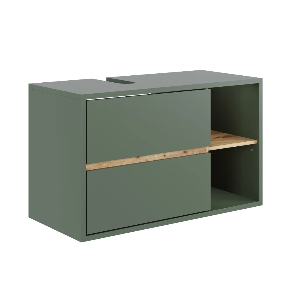 Wastafelonderbouw Viola Groen/Kunstzinnig 100 x 60 cm met 2 laden Vicco