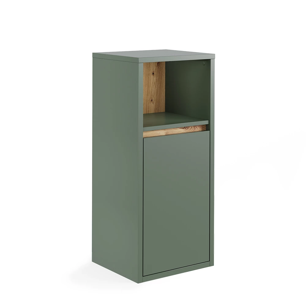 Midikast Viola Groen/Kunstzinnig 33 x 80 cm met deur en open schap Vicco