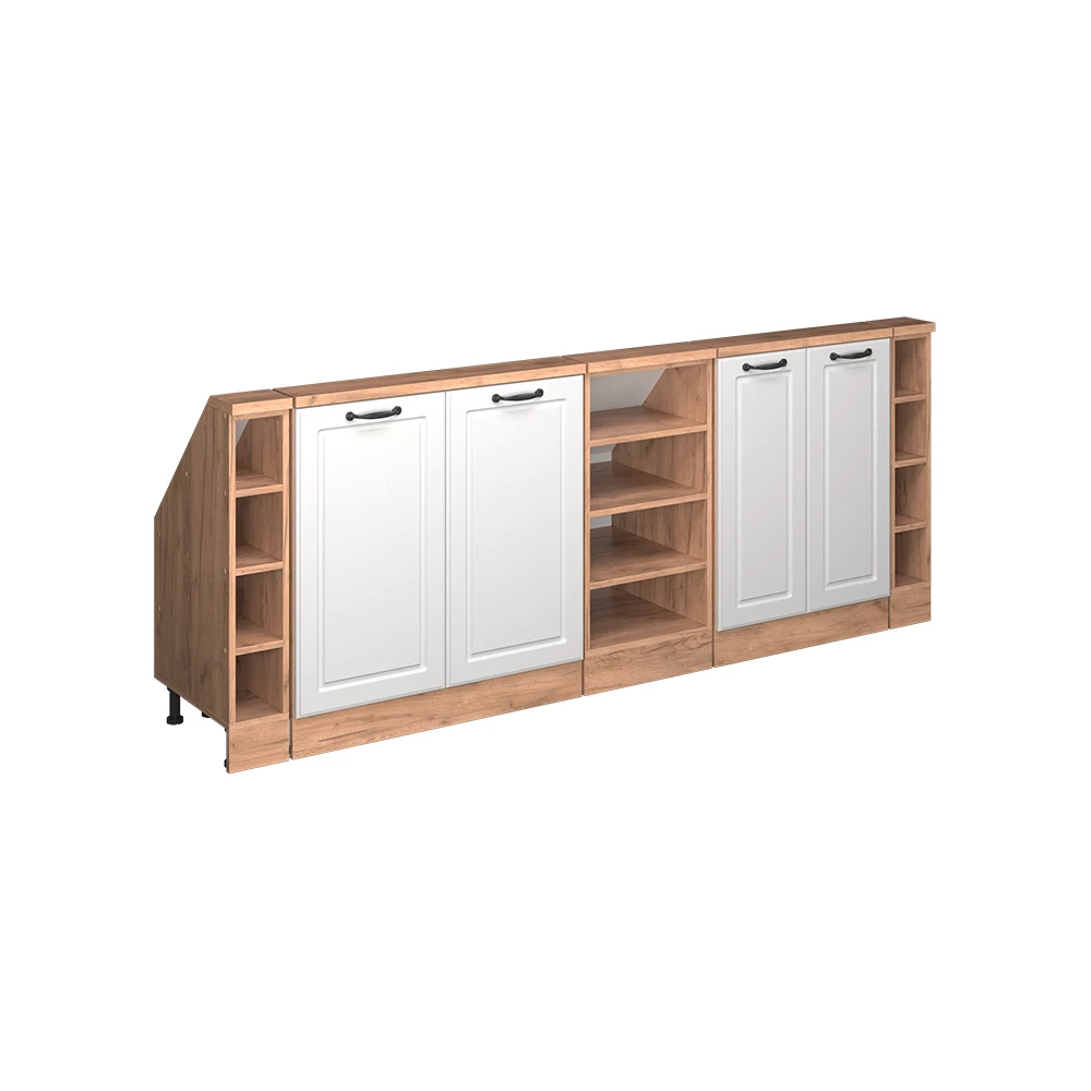 Kastenset voor schuine wand Rion Wit landhuis/gouden eik Set van 5 Vicco