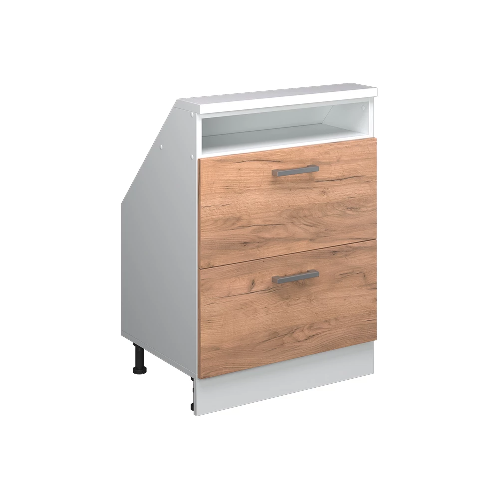 Kast voor schuine wand Rion Eik goud/wit met 2 laden Vicco
