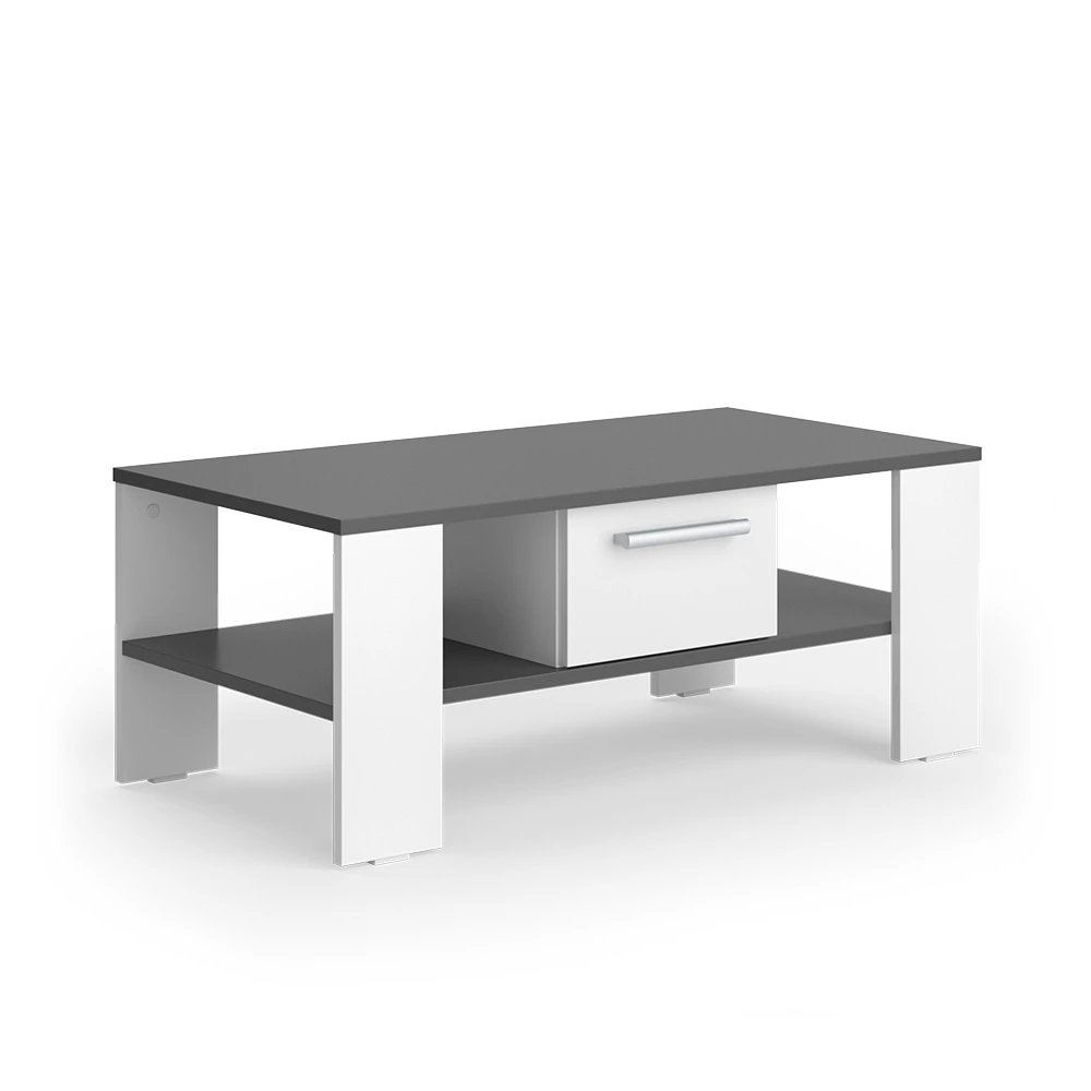 Salontafel Wilmut Antraciet/wit 89.8 x 46.4 cm met lade Vicco