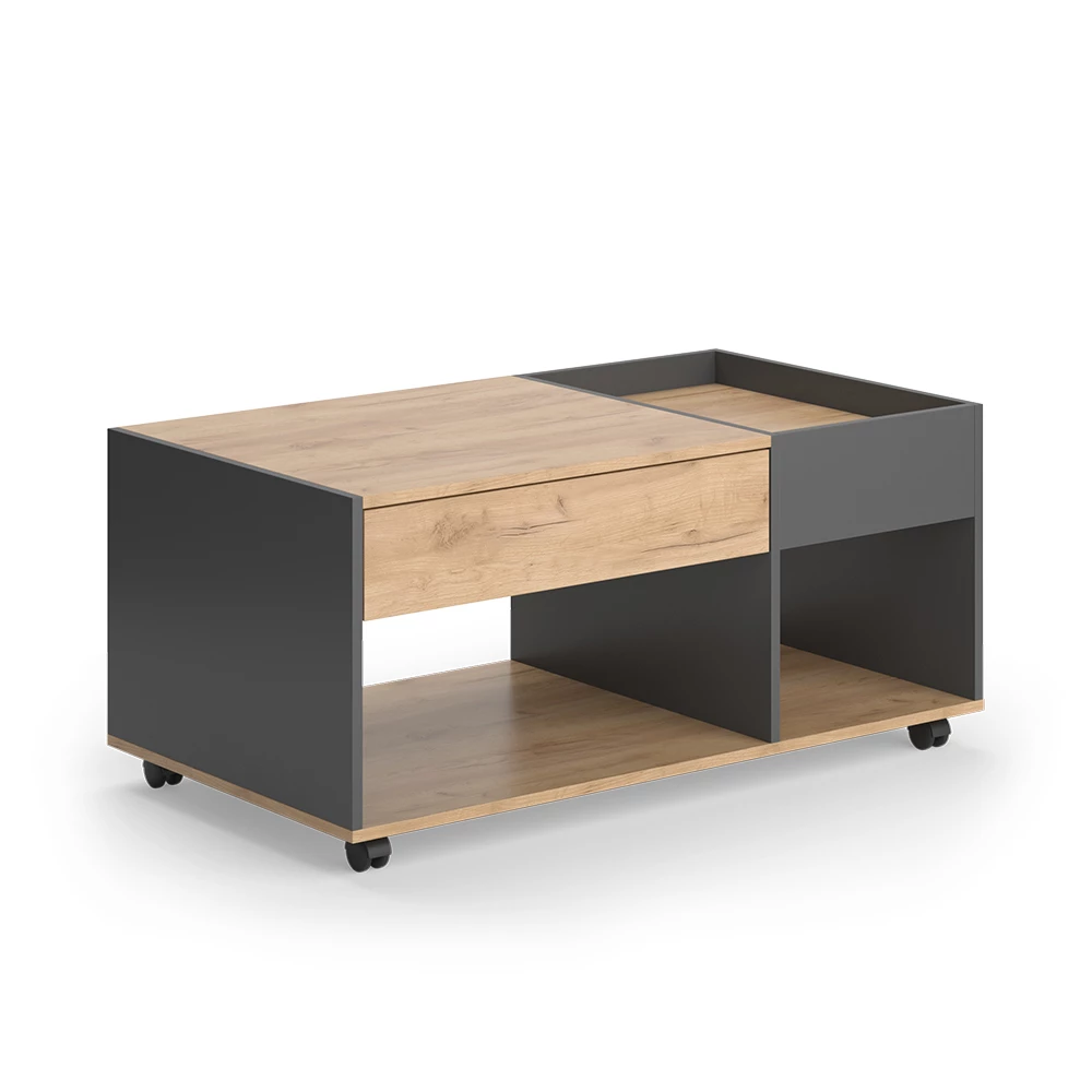 Salontafel Maik Eik goud/antraciet 110 x 60 cm met lade Vicco