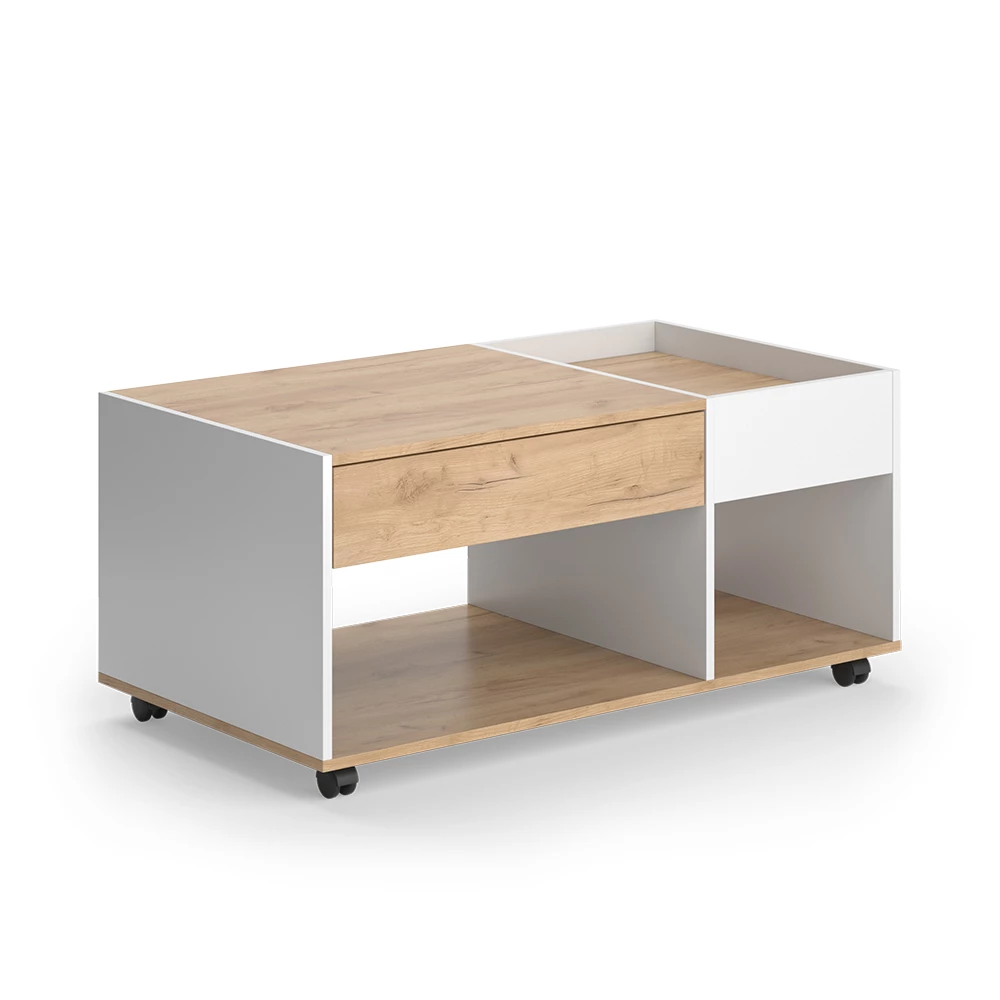 Salontafel Maik Eik goud/wit 110 x 60 cm met lade Vicco