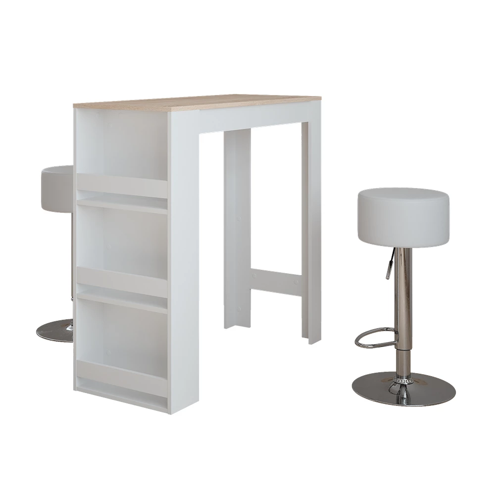 Bartafel set Repose Wit/Sonoma 45 x 110 cm met 2 barkrukken Vicco