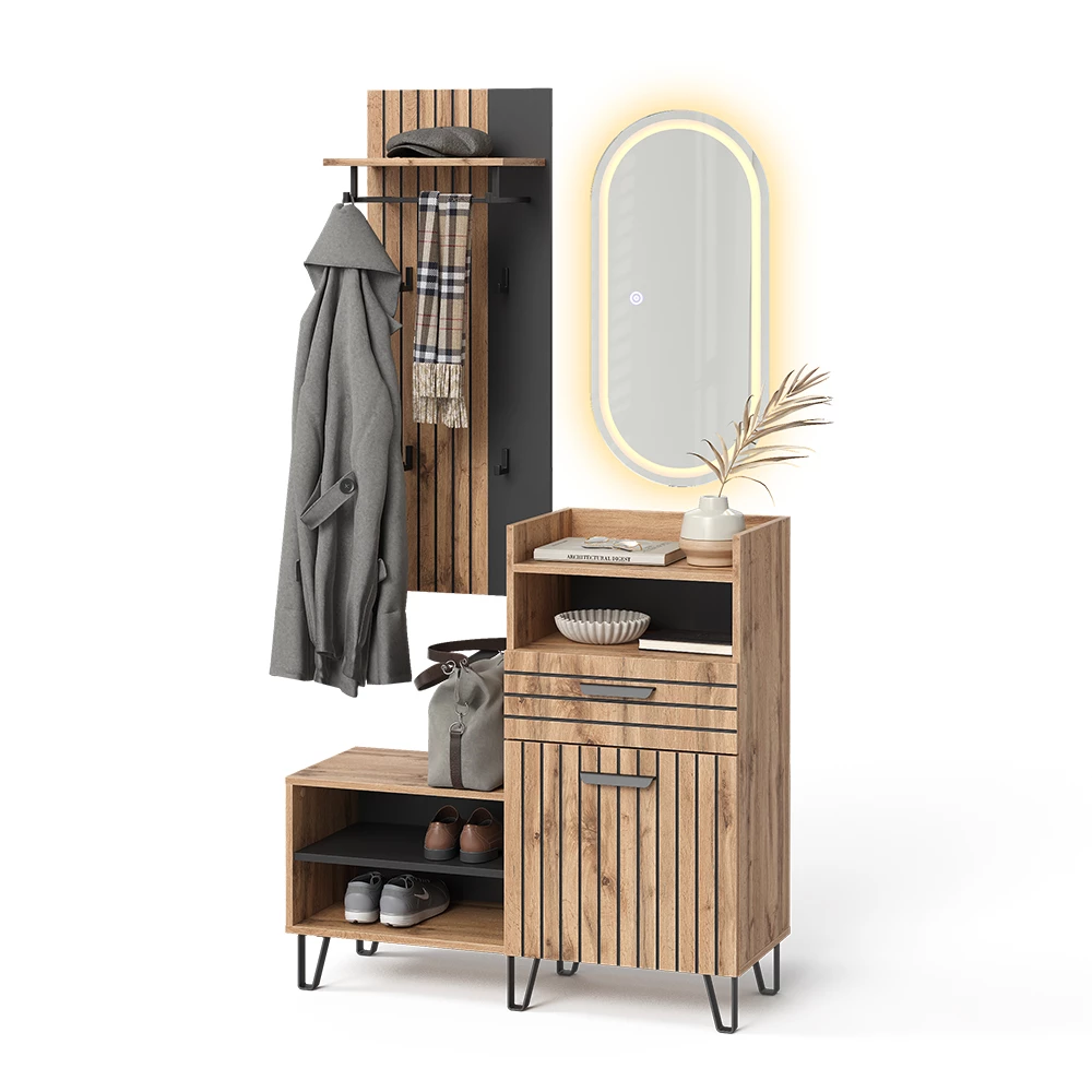 Garderobe Amber Eiken Wotan 100 x 100 cm 3 delen Vicco