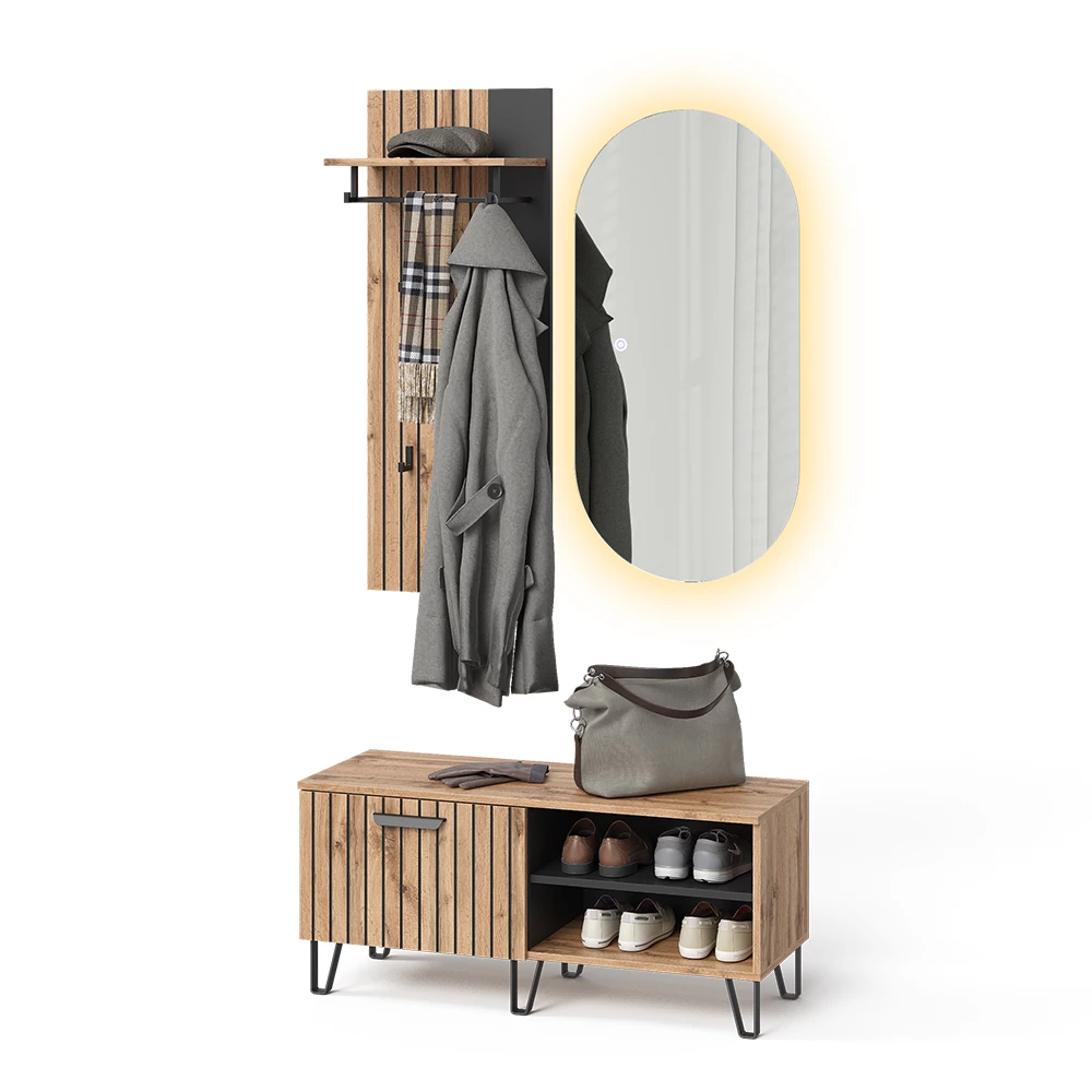 Garderobe Amber Eiken Wotan 43 x 110 cm 3 delen Vicco