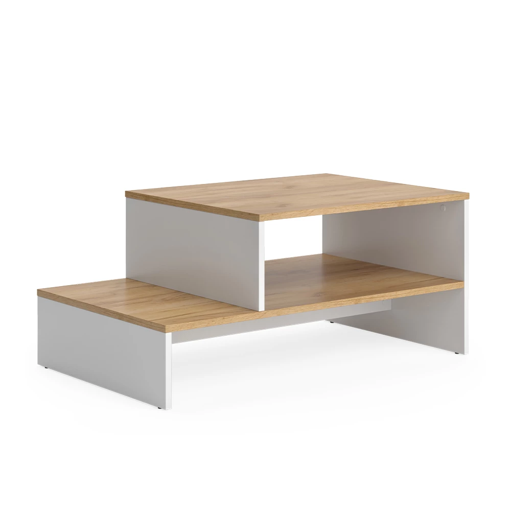 Salontafel Amely Eik goud/wit 90 x 55 cm met plank Vicco