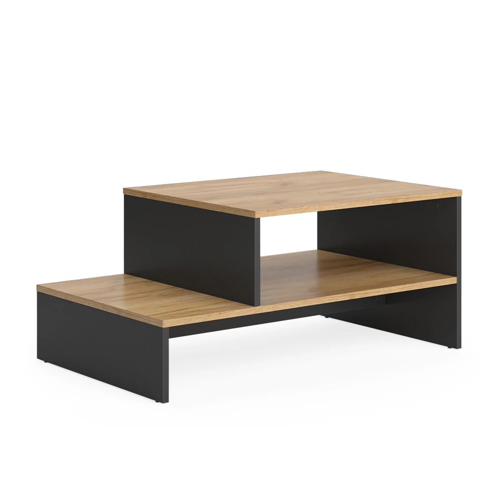 Salontafel Amely Eik goud/antraciet 90 x 55 cm met plank Vicco