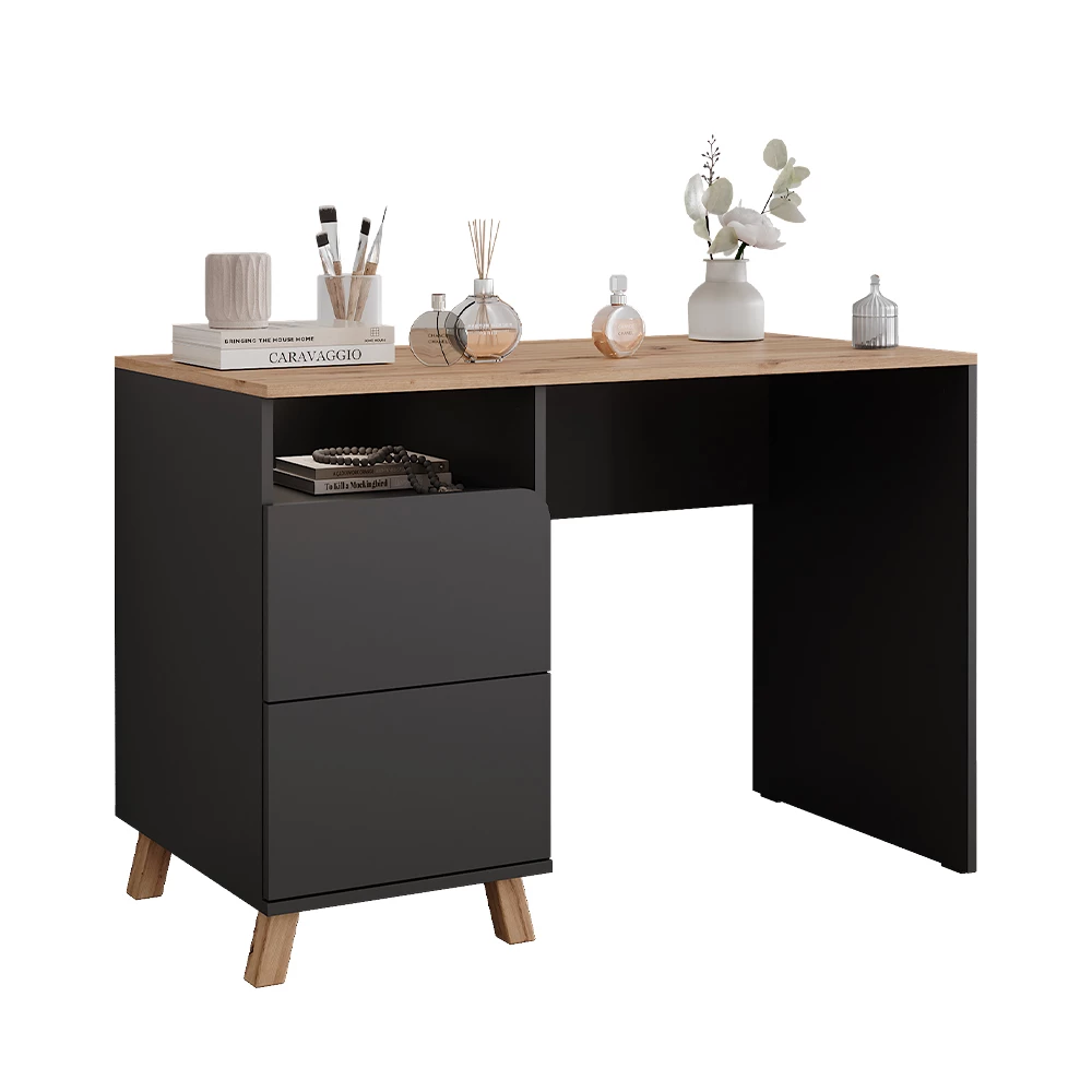 Toilettafel Karen Antraciet/Artisan 110 cm met laden Vicco