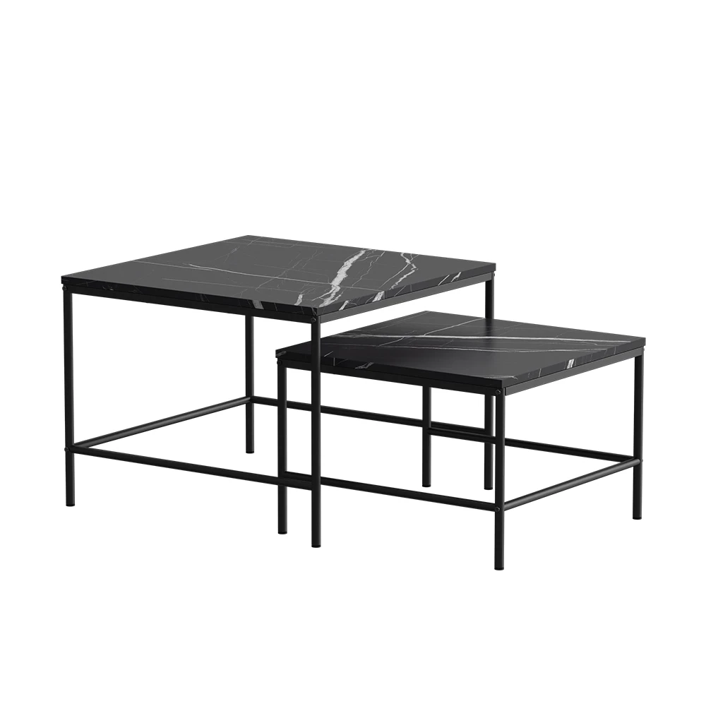 Salontafel set Ramio Zwart marmer 60 x 60 cm 2 delen Vicco