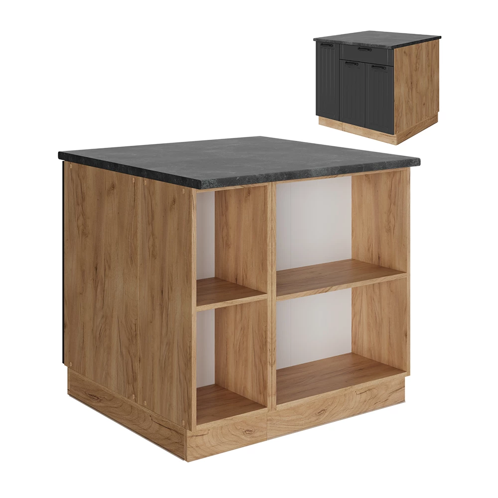 Keukeneiland Fame-Line Donkergrijs 90 cm met lade, zonder werkblad Vicco