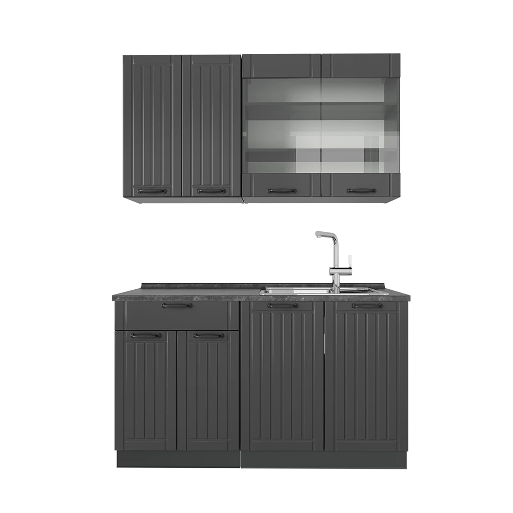 Eenpersoonskeuken Fame-Line Donkergrijs 140 cm , WB Antraciet Vicco