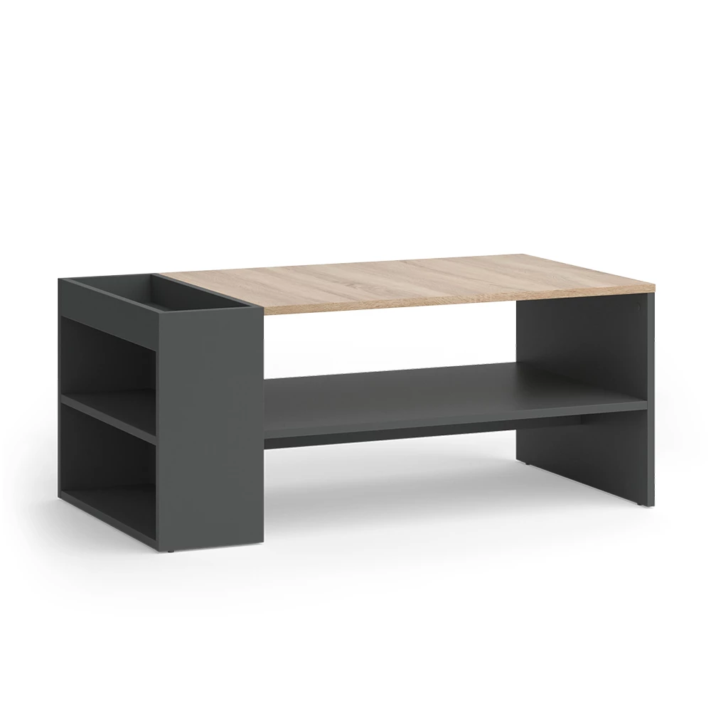 Vicco Salontafel "Wido", Antraciet/Sonoma, 100 x 55 cm met planken