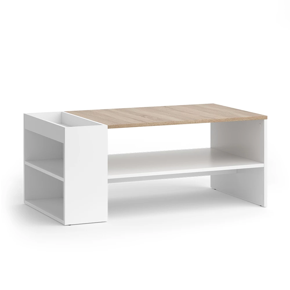 Vicco Salontafel "Wido", Wit/Sonoma, 100 x 55 cm met planken
