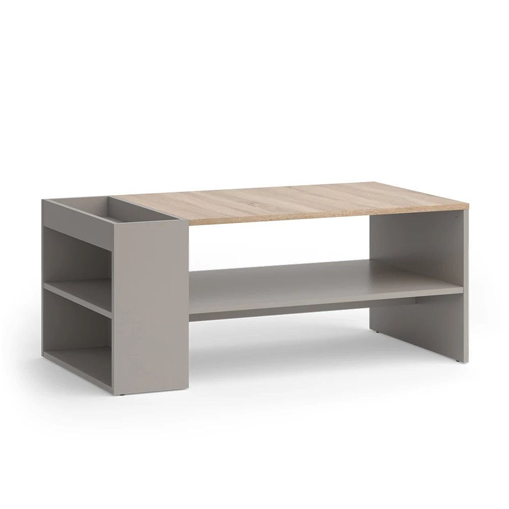 Salontafel Wido Grijs 100 x 55 cm met planken Vicco