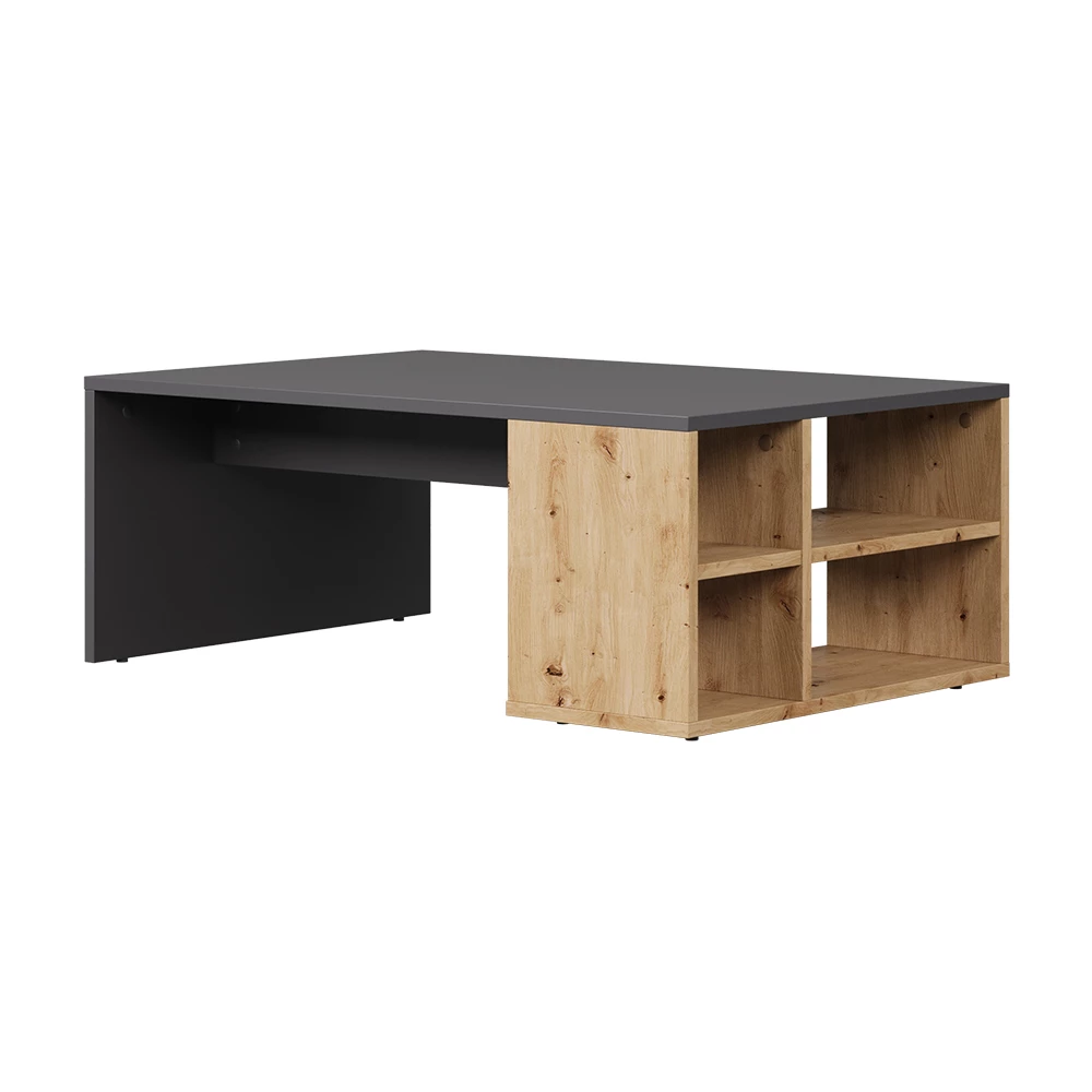 Salontafel Danny Antraciet 90 x 60 cm met planken Vicco