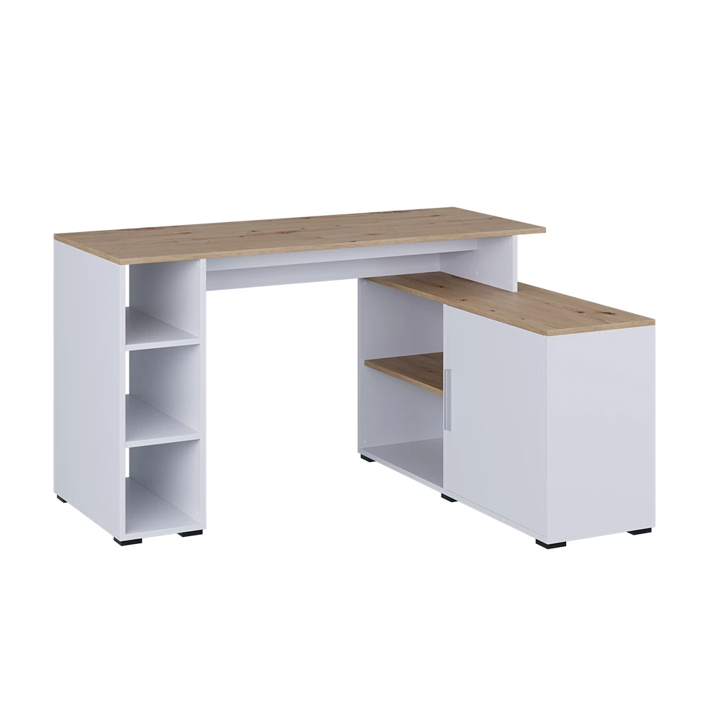Hoekbureau Rudy Wit/Kunstnijverheid 135 x 110 cm met planken Vicco