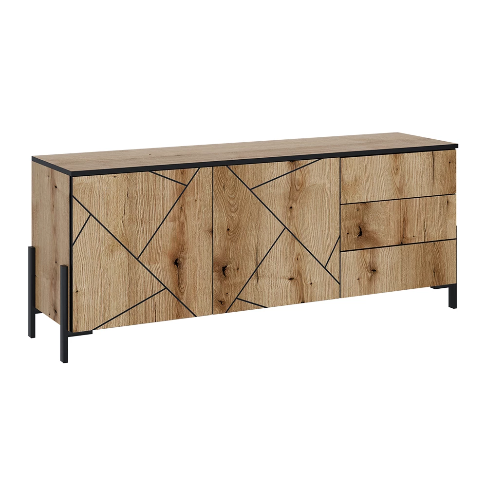 TV-meubel Hatto Eiken 150 x 60 cm met deuren en laden Vicco