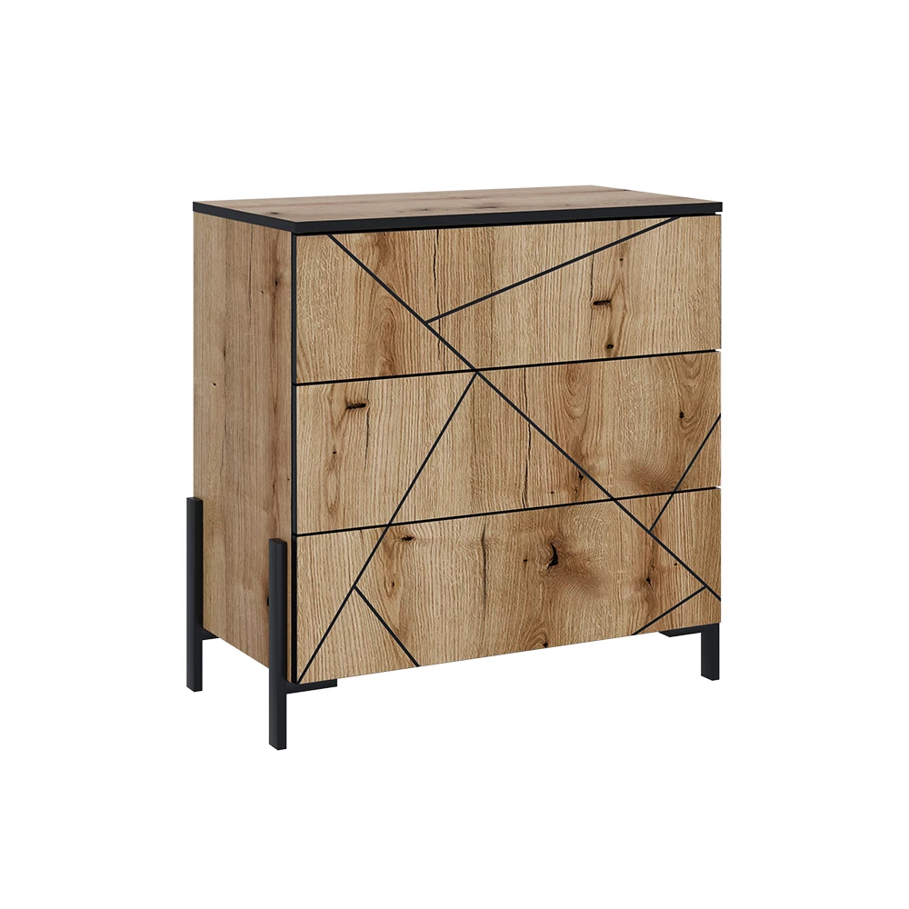 Dressoir Hatto Eiken 78 x 76.8 cm met 3 lades Vicco