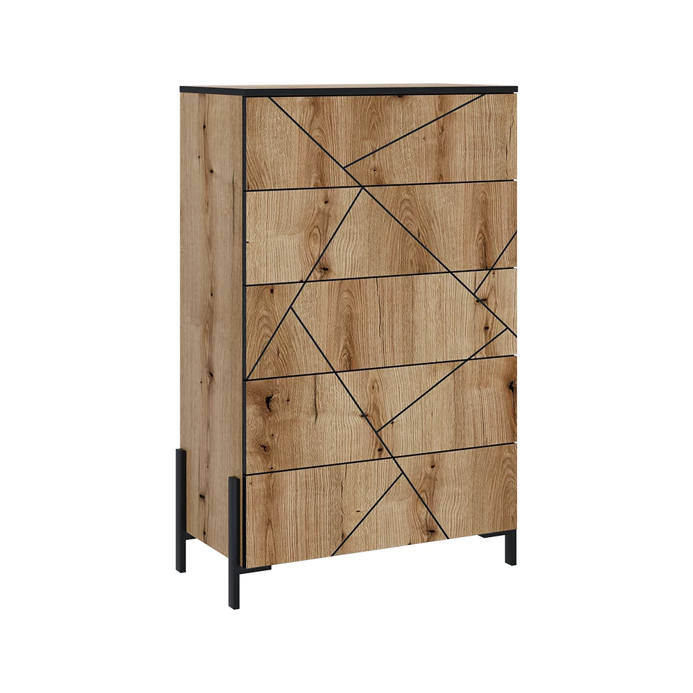 Dressoir Hatto Eiken 78 x 120 cm met 5 lades Vicco