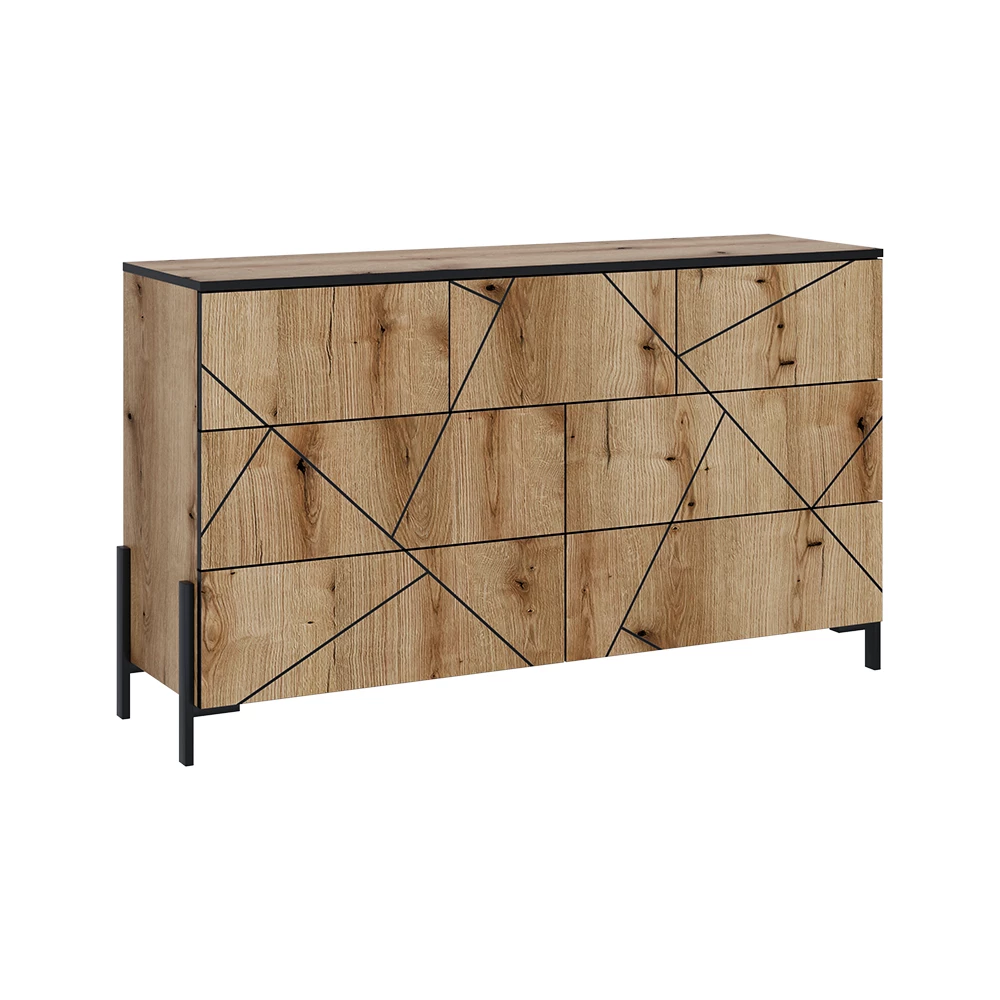 Dressoir Hatto Eiken 139.8 x 80.2 cm met 7 lades Vicco