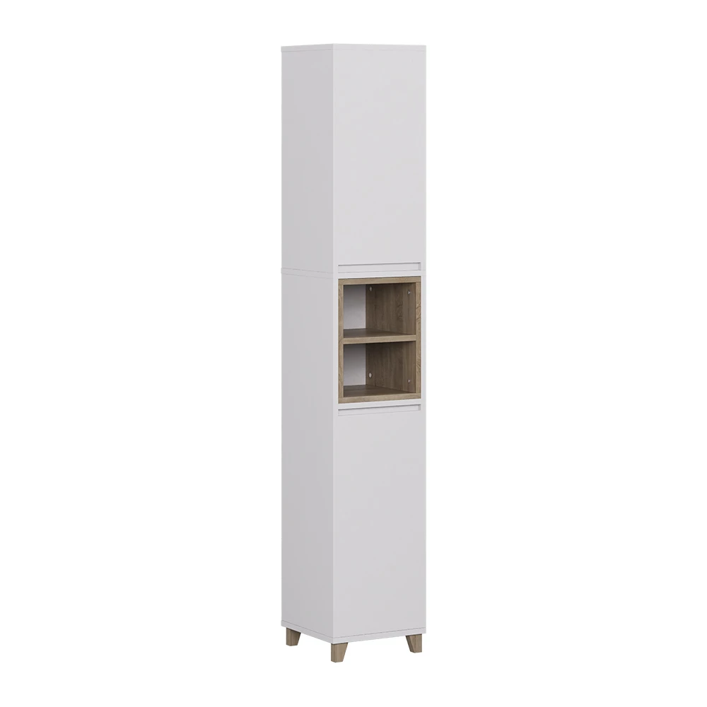 Badkamerkast Elnor Wit/eiken 30 x 170 cm met 2 deuren Vicco