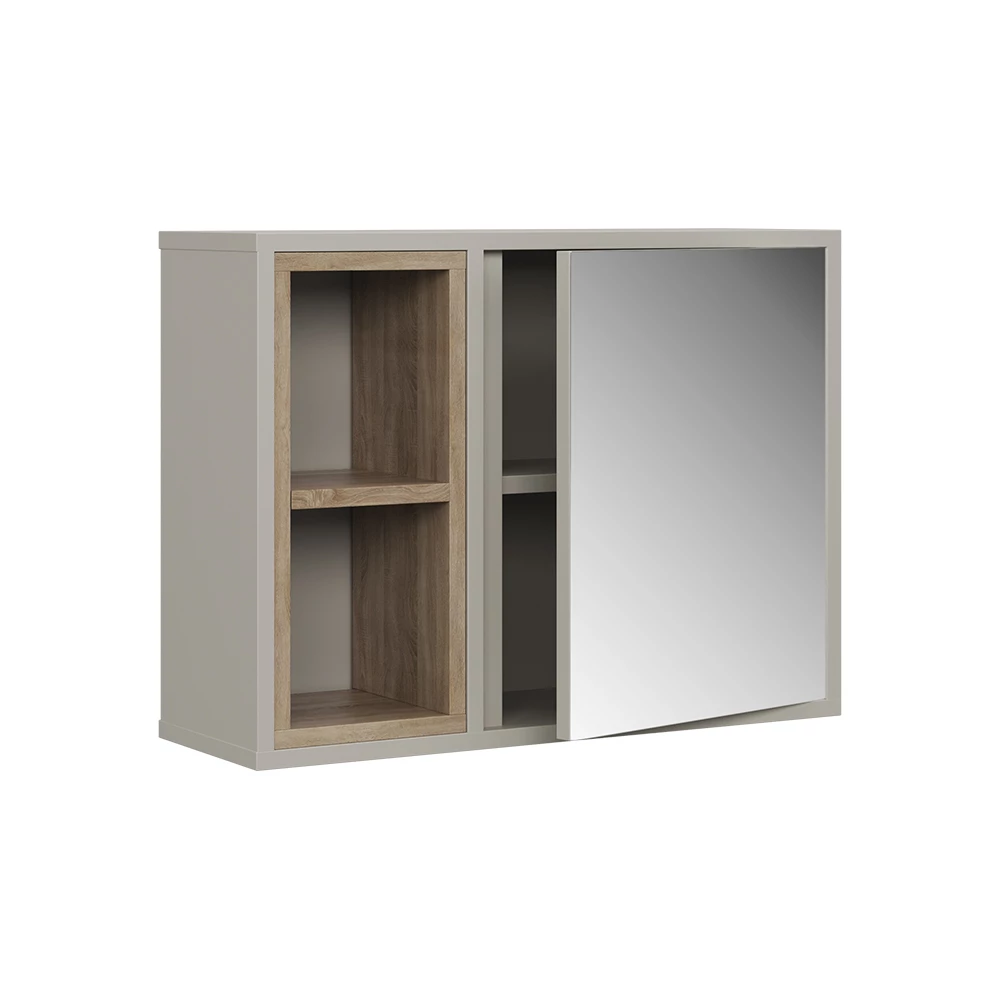 Spiegelkast Elnor Grijs met 2 open compartimenten en 1 deur Vicco