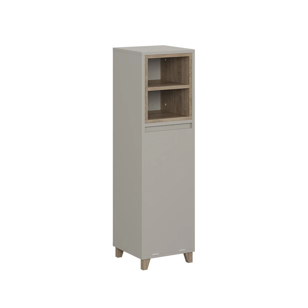 Halfhoge kast Elnor Grijs 30 x 105.2 cm met uitklapbare wasmand Vicco