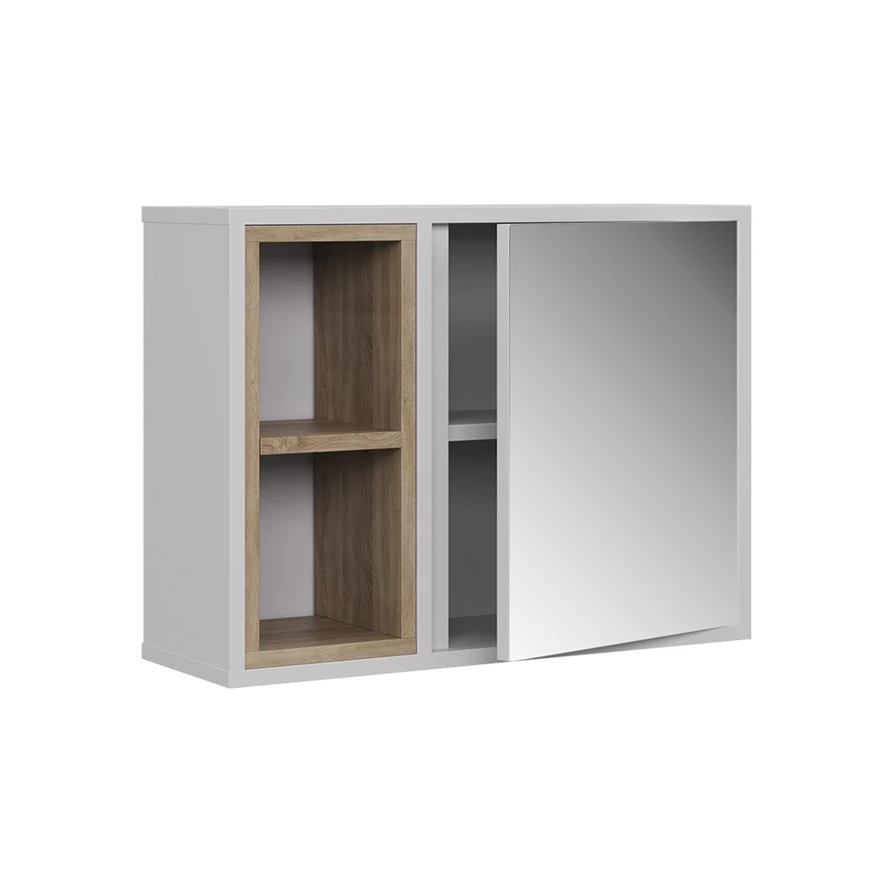 Badkamerspiegelkast Elnor Wit/eiken 60 x 45 cm met 2 open compartimenten en 1 deur Vicco