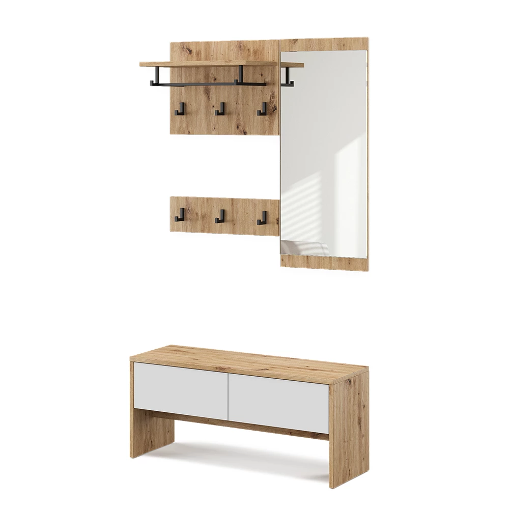 Garderobe Selena Wit/Kunstnijverheid 90 x 40 cm 4 delen Vicco