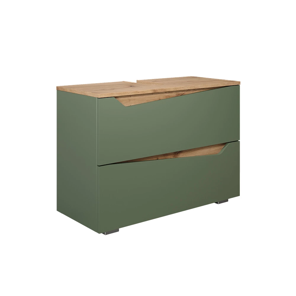 Wastafelonderkast Marelle Groen/Kunstzinnig 80 x 57.5 cm met 2 lades Vicco