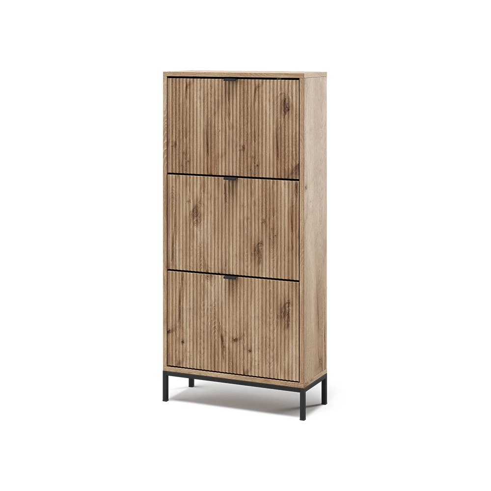 Schoenklaprek Eliza Viking Eik 60 x 130 cm met 3 uitklapbare lades Vicco