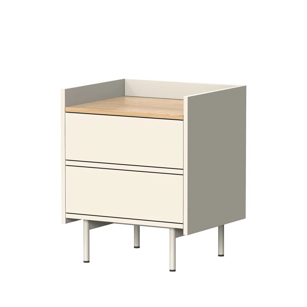 Nachtkastje Velina Crème 48 x 58 cm met 2 lades Vicco