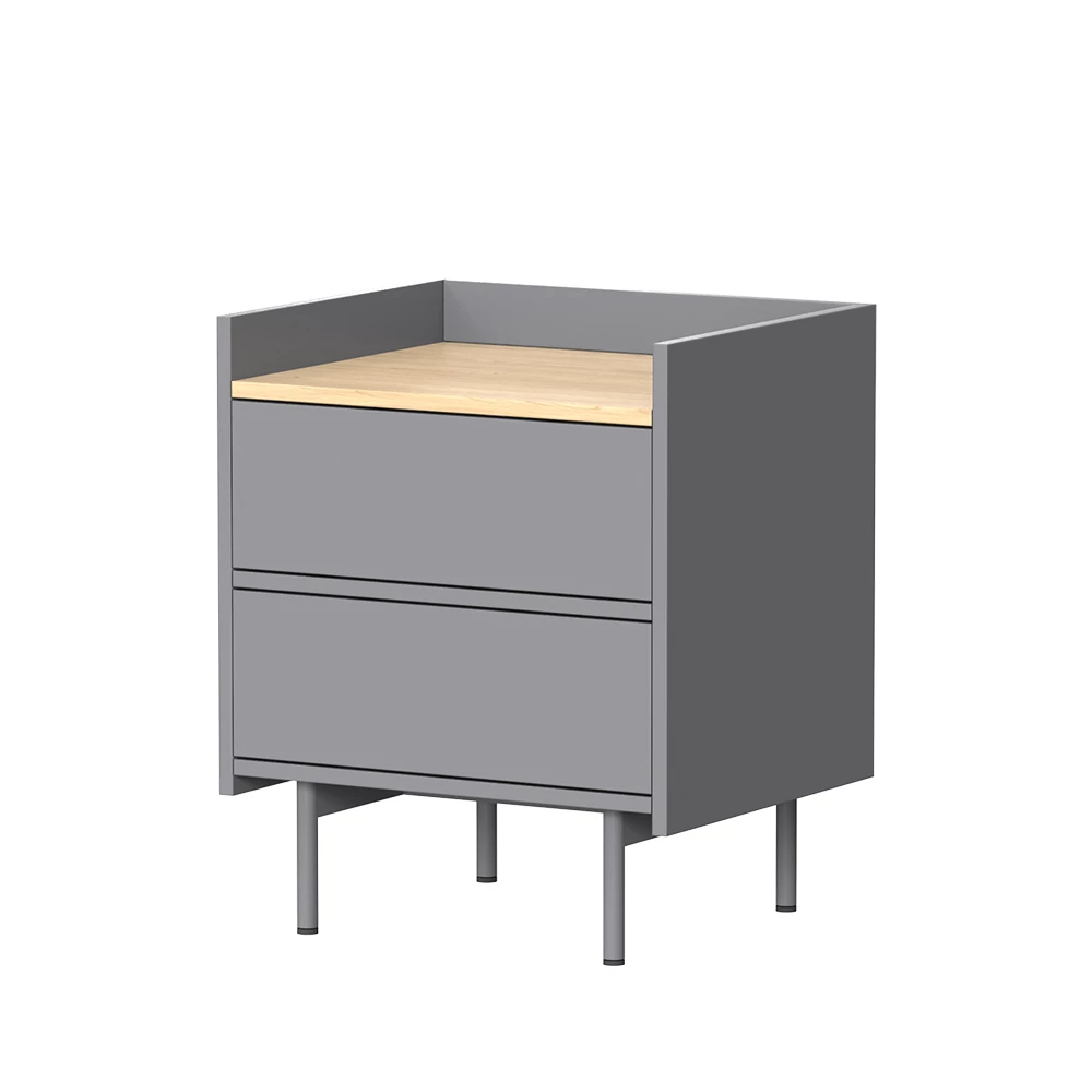 Nachtkastje Velina Grijs 48 x 58 cm met 2 lades Vicco