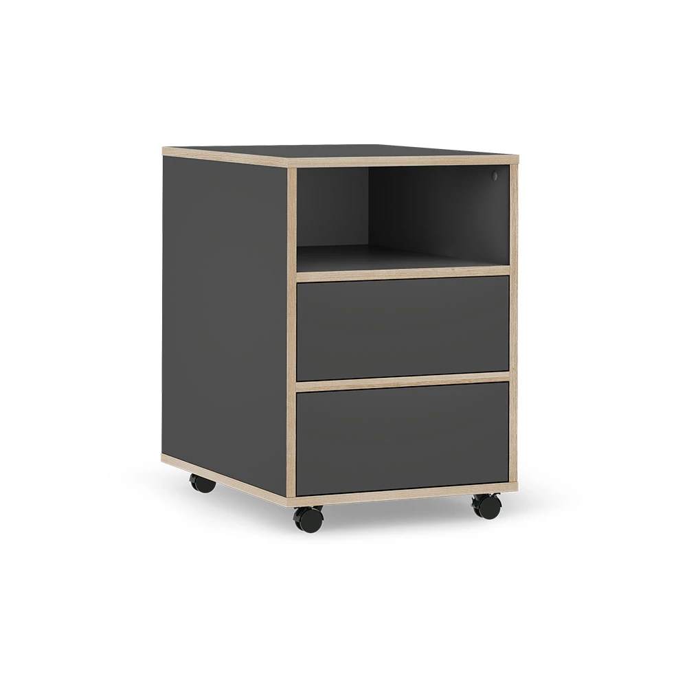 Rolcontainer Tetrix Antraciet 42 x 55 cm met legplanken en 2 laden Vicco