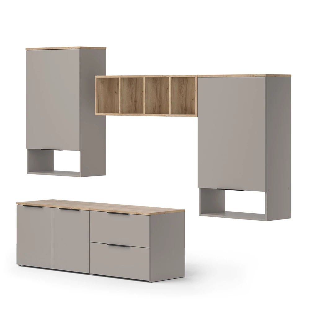 Woonwand Wido Grijs 5 delen Vicco