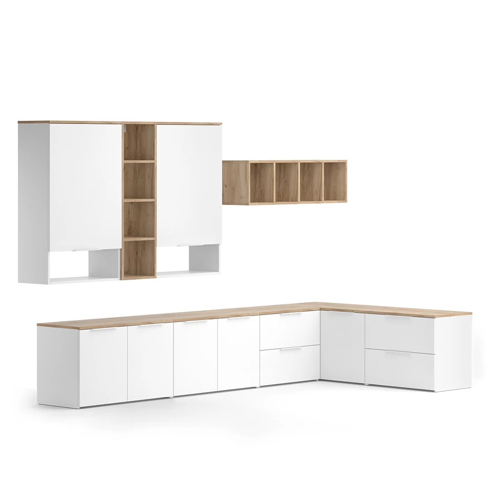 Woonwand Wido Wit/Sonoma 9 delen Vicco