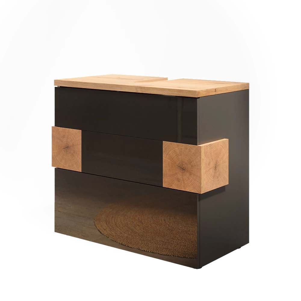 Wastafelonderkast Eden Antraciet 70 x 64.5 cm met 2 lades Vicco