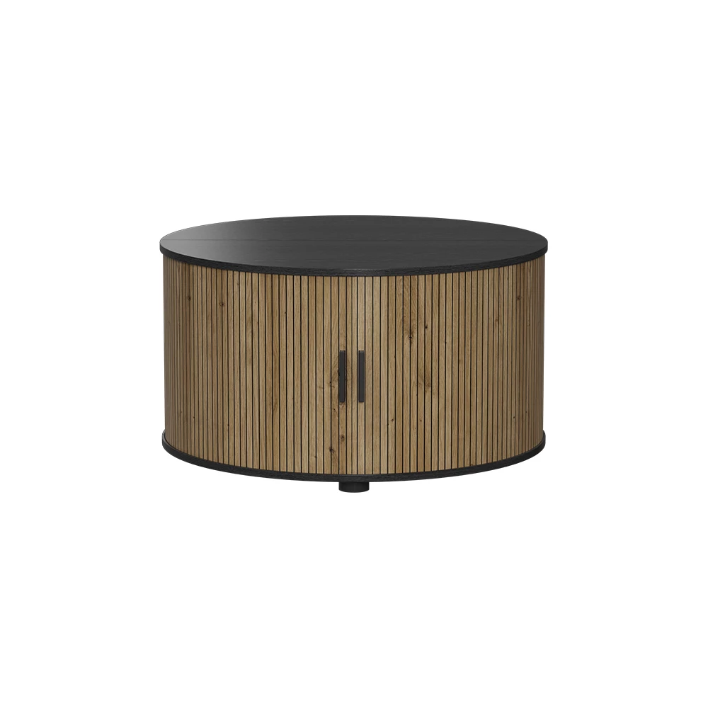 Salontafel Selva Eiken/zwart 80 x 80 cm met schuifdeur Vicco