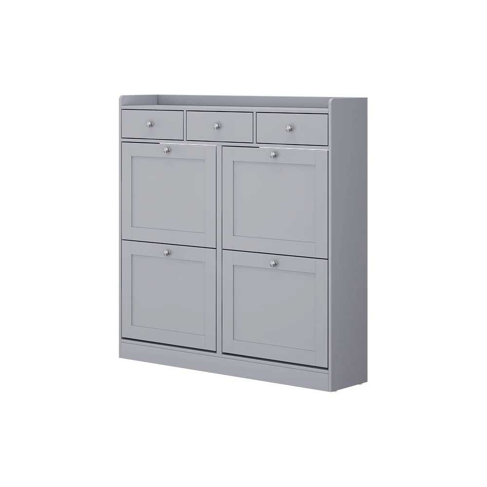 Schoenklaprek Vitto Grijs 100 x 99.5 cm met 3 lades en 4 opvouwbare compartimenten Vicco