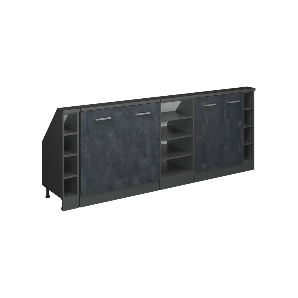 Kastenset voor schuine wand Rion Zwart beton/antraciet Set van 5 Vicco