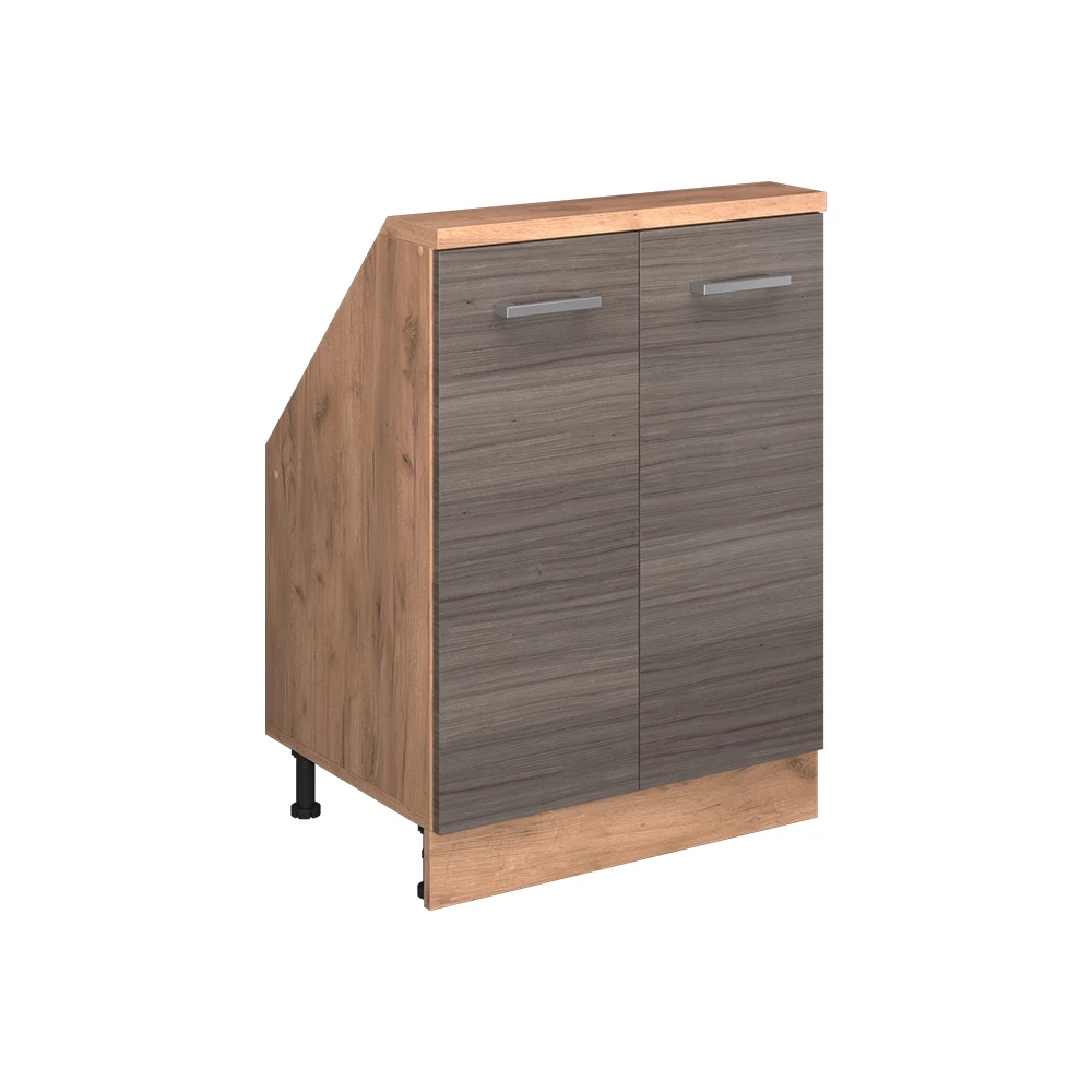Kast voor schuine wand Rion Edel grijs/gouden eik met 2 deuren Vicco