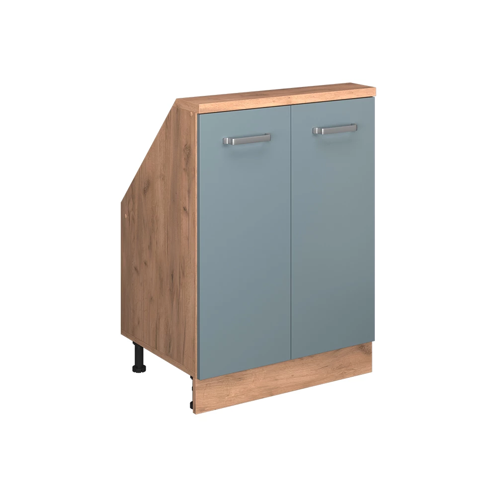 Kast voor schuine wand Rion Blauw-grijs/gouden eik met 2 deuren Vicco