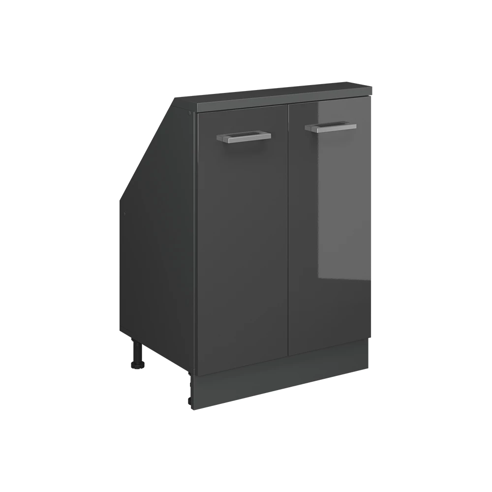 Kast voor schuine wand Rion Antraciet hoogglans/antraciet met 2 deuren Vicco