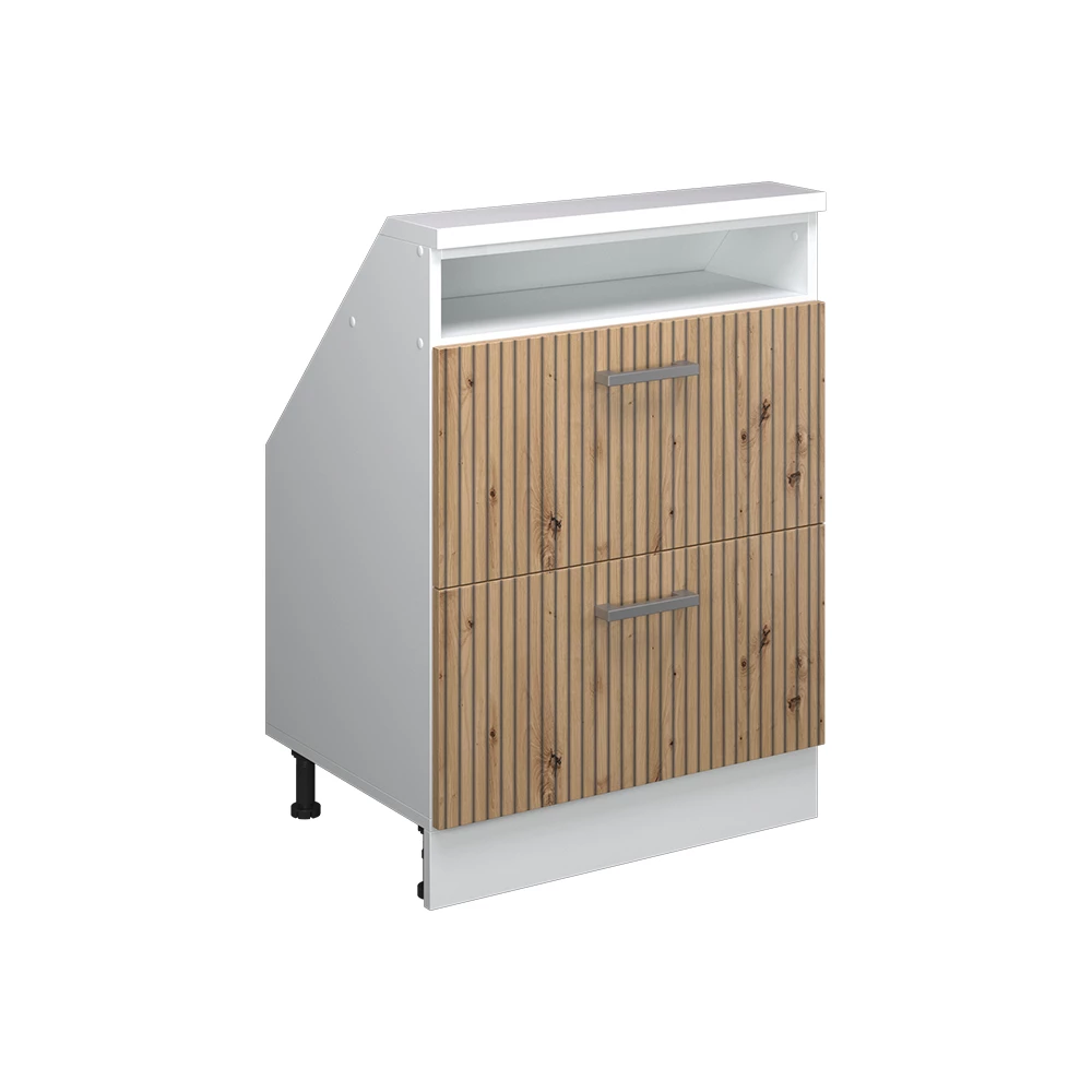 Kast voor schuine wand Rion Artisanaal eiken/wit met 2 laden Vicco