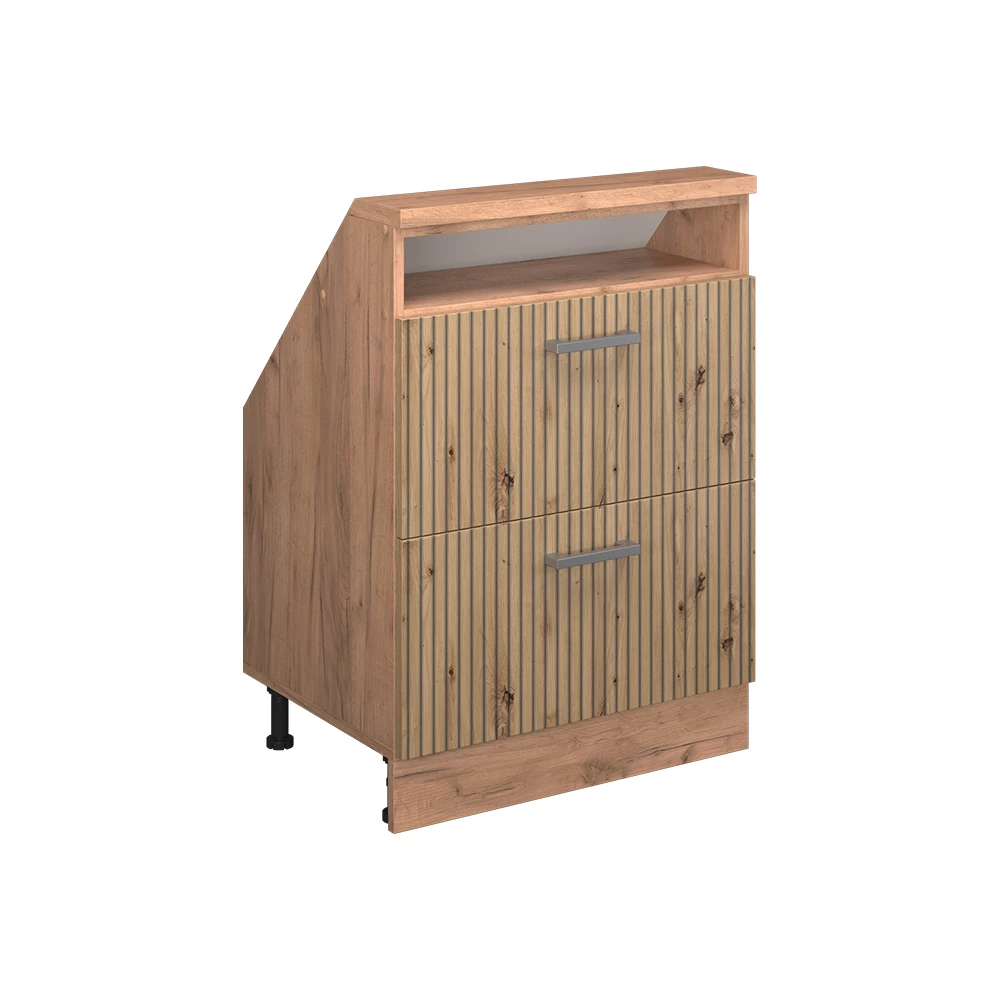 Kast voor schuine wand Rion Artisanaal eiken/Goudkraft eiken met 2 laden Vicco