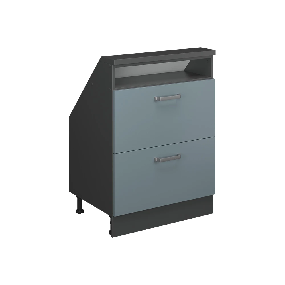 Kast voor schuine wand Rion Blauw-grijs/antraciet met 2 laden Vicco
